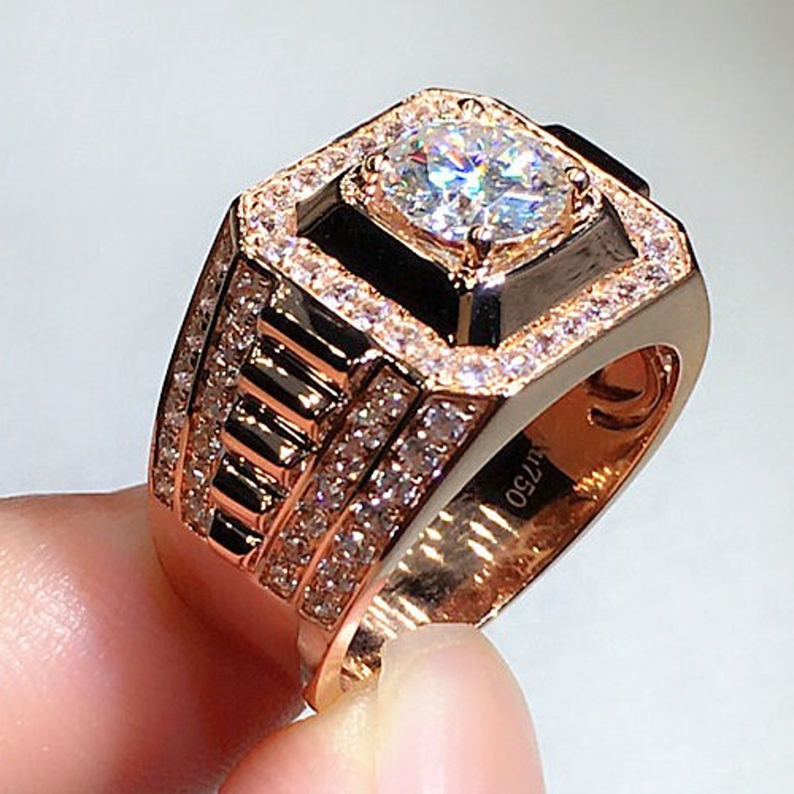 5ct Round Cut White Sapphire Men's Engagement Ring