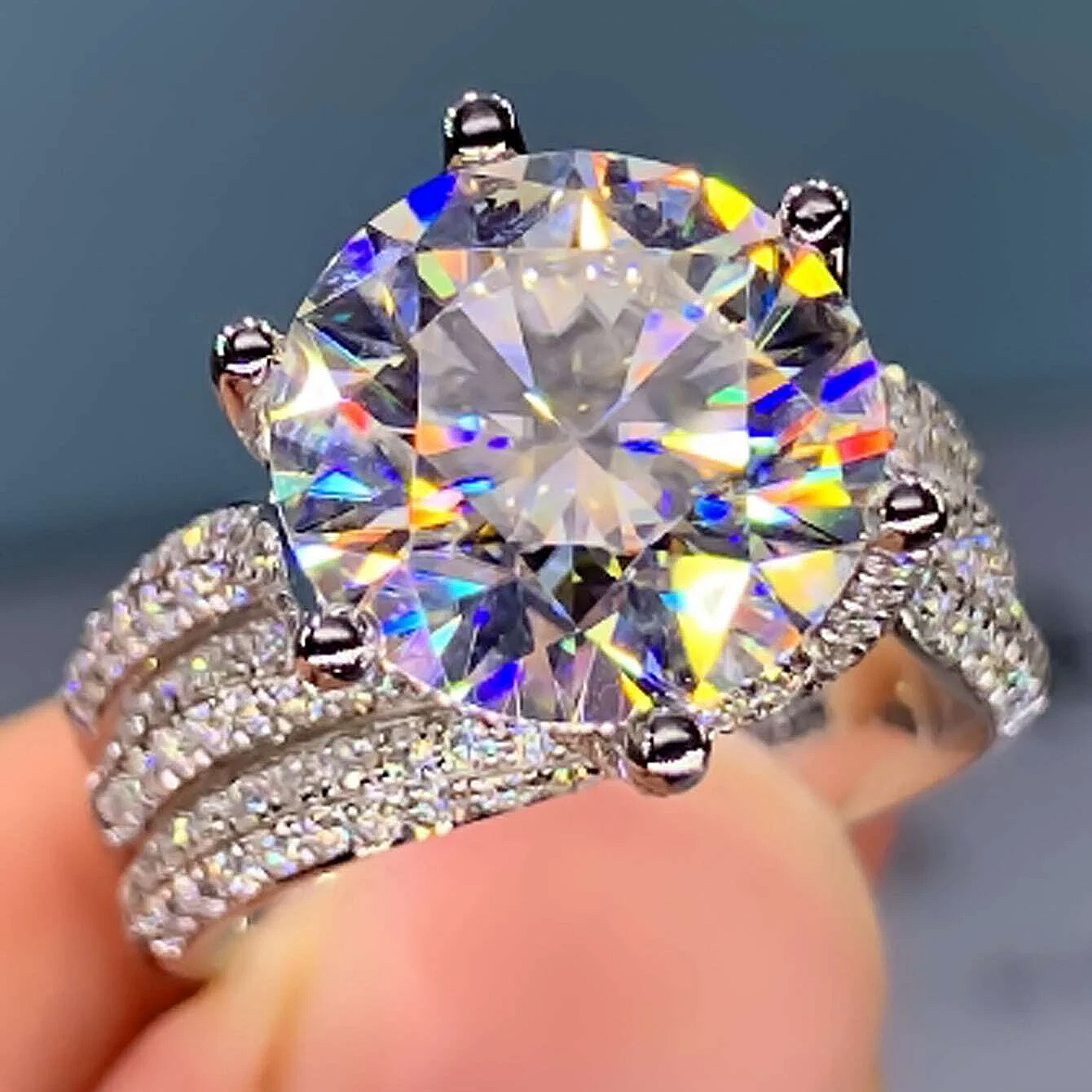 5ct Round Cut White Sapphire Engagement Ring