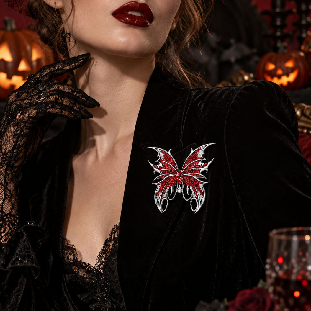 Original Design - Round Cut Ruby Sapphire Butterfly Brooch