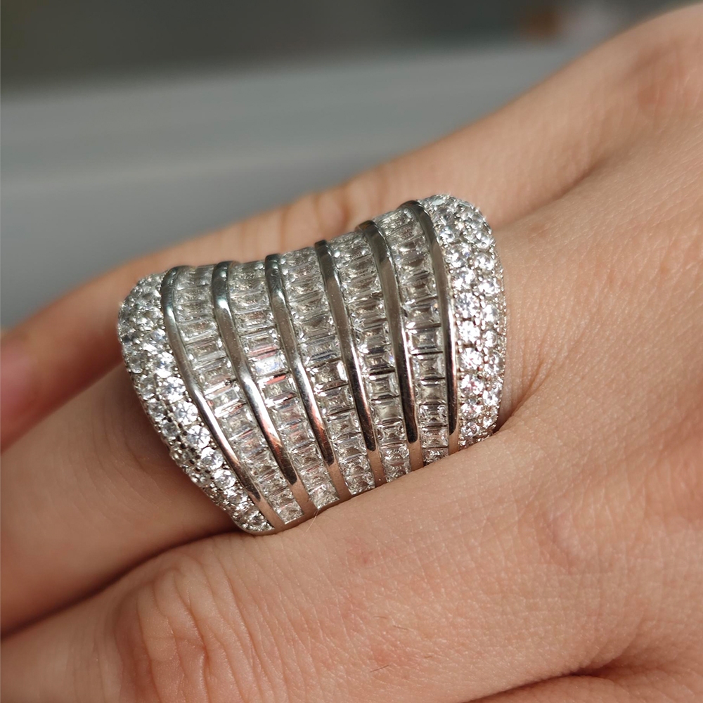 11.5ct Baguette&Round Cut Diamond Wide Band Ring