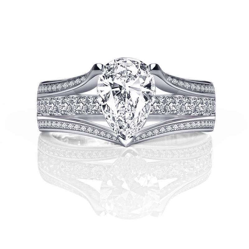 4ct Pear Cut White Sapphire Engagement Ring