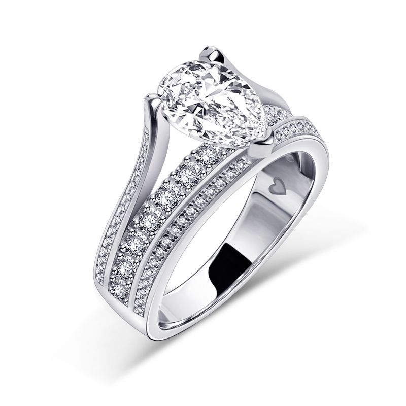 4ct Pear Cut White Sapphire Engagement Ring