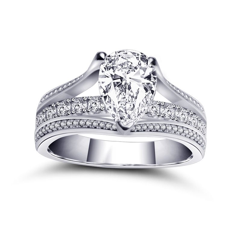 4ct Pear Cut White Sapphire Engagement Ring