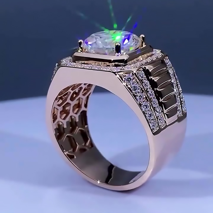 5ct Round Cut White Sapphire Men's Engagement Ring