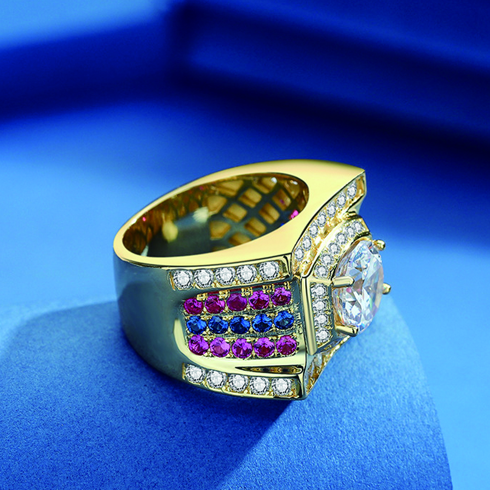 3ct Round Cut White Sapphire  Men's Engagement Ring