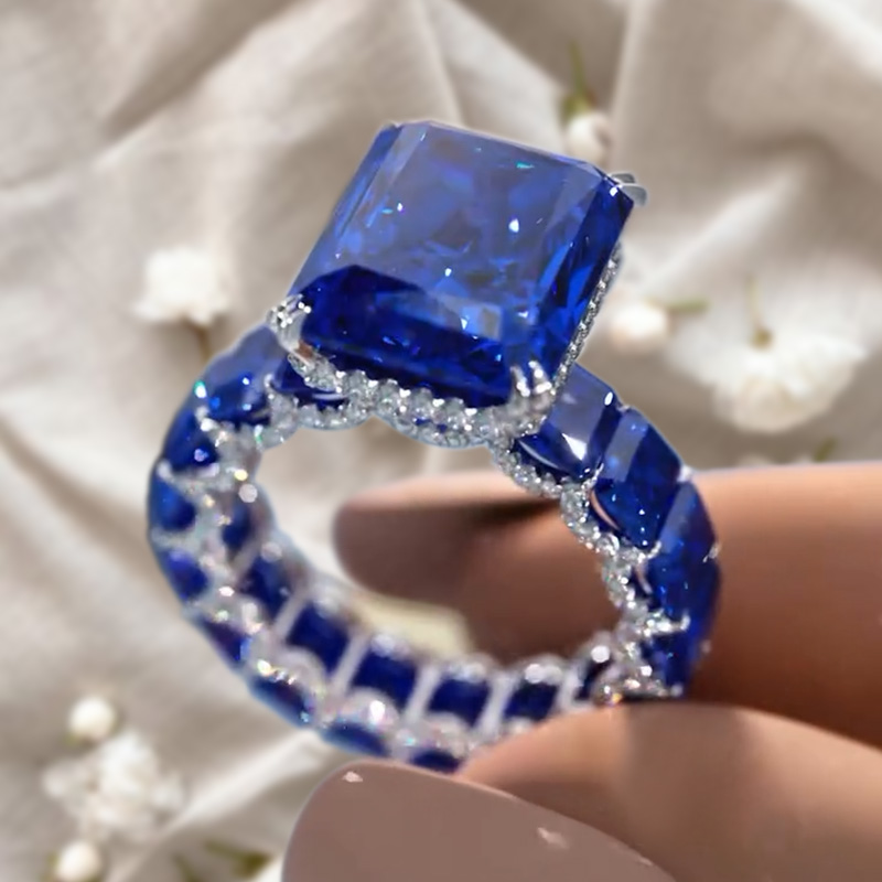 Fashion 6ct Under Halo Sapphire Ring