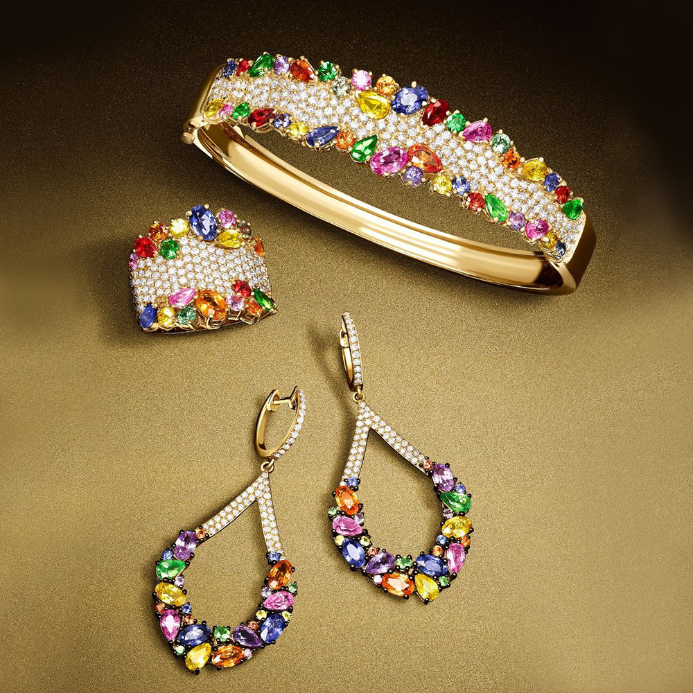 2.7ct pearl cut  Multi Sapphire Fashion Ring