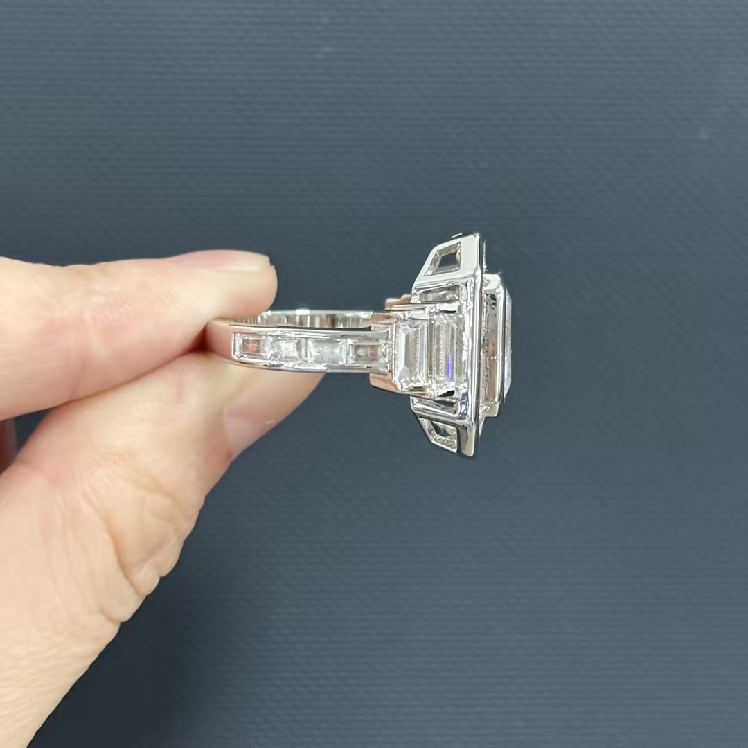 4.5ct Emerald Cut White Engagement Ring