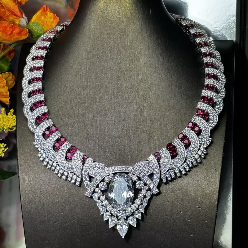 Original Design - Ruby & White Sapphire Necklace