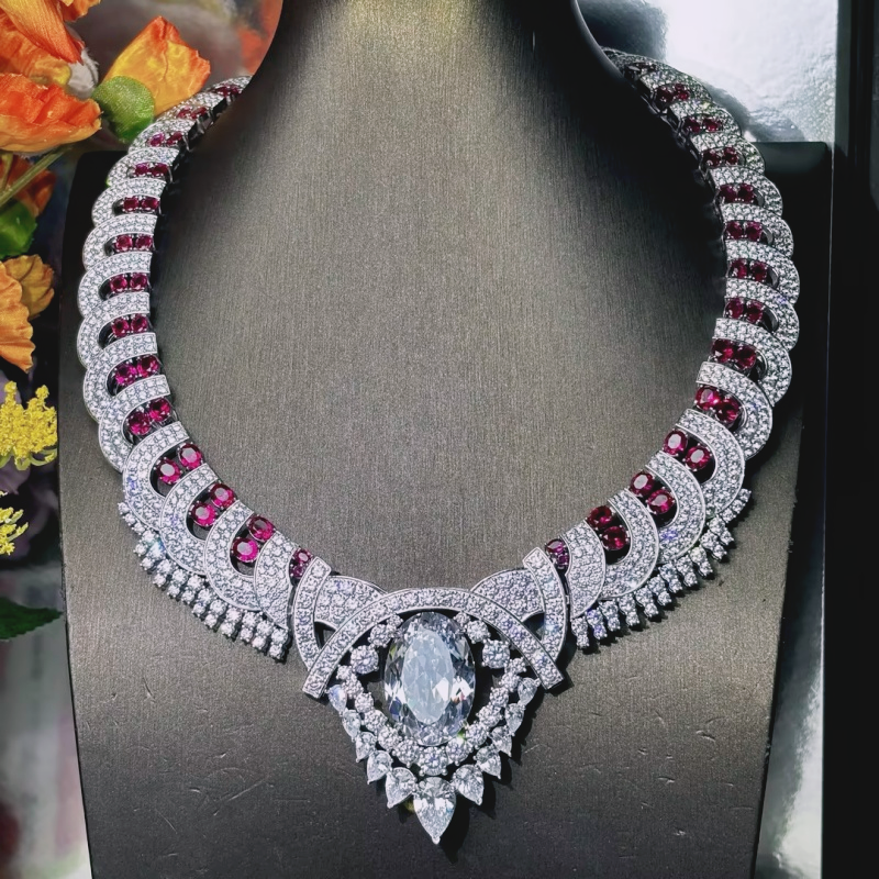 Original Design - Ruby & White Sapphire Necklace