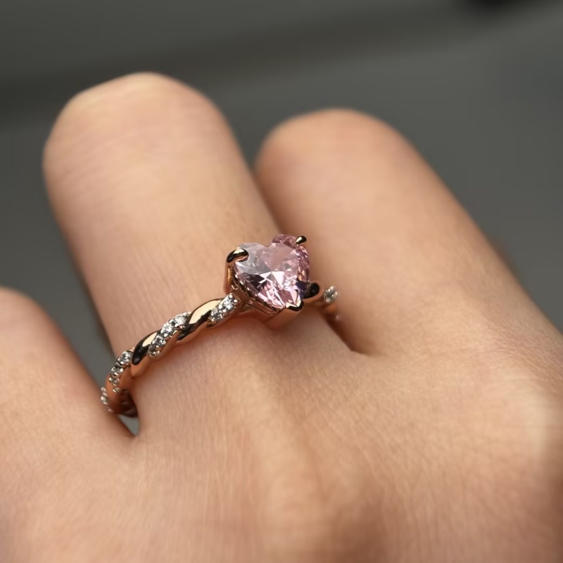 Romantic Rose Gold 2ct Heart Cut Pink Sapphire Engagement Ring