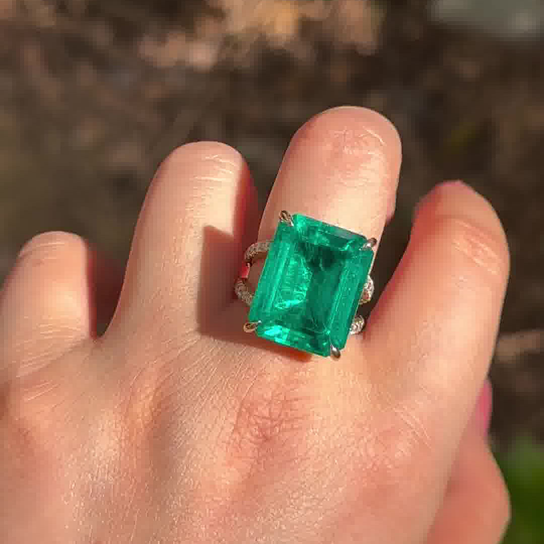 7ct Emerald Cut Emerald Sapphire Engagement Ring