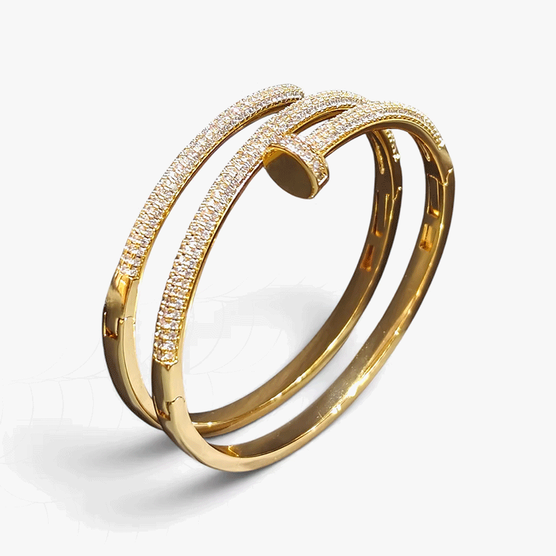 Pave Round Cut White Sapphire Triple Coil Open Cuff Bracelet