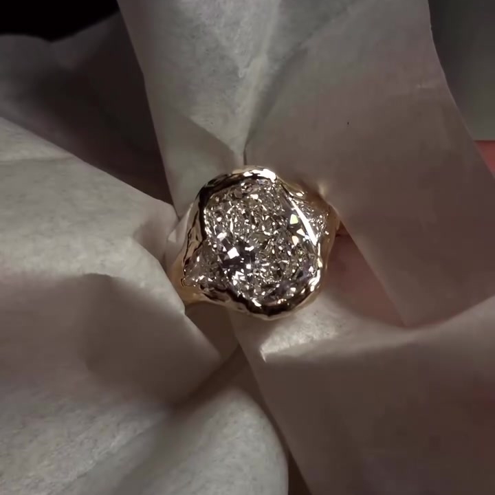 3ct Cushion Cut White Sapphire Three Stone Ring