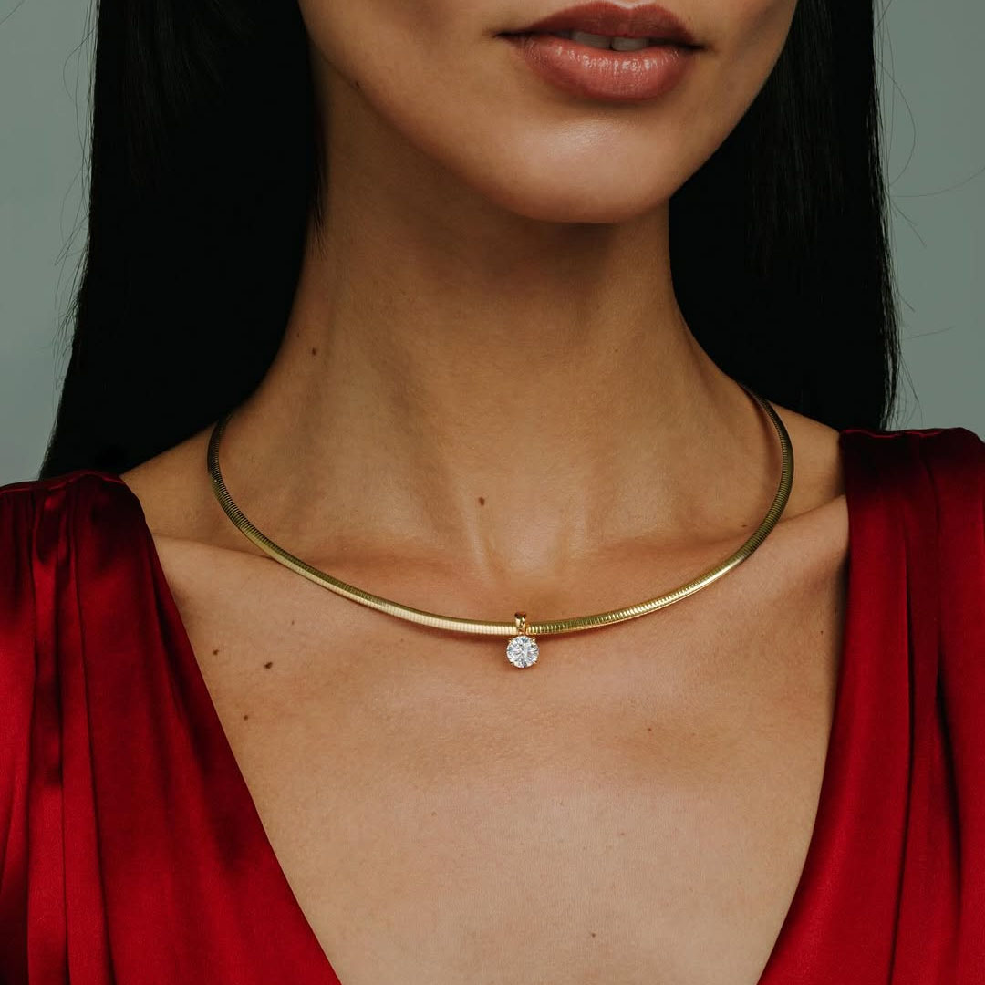 Round Cut White Sapphire Choker Necklace