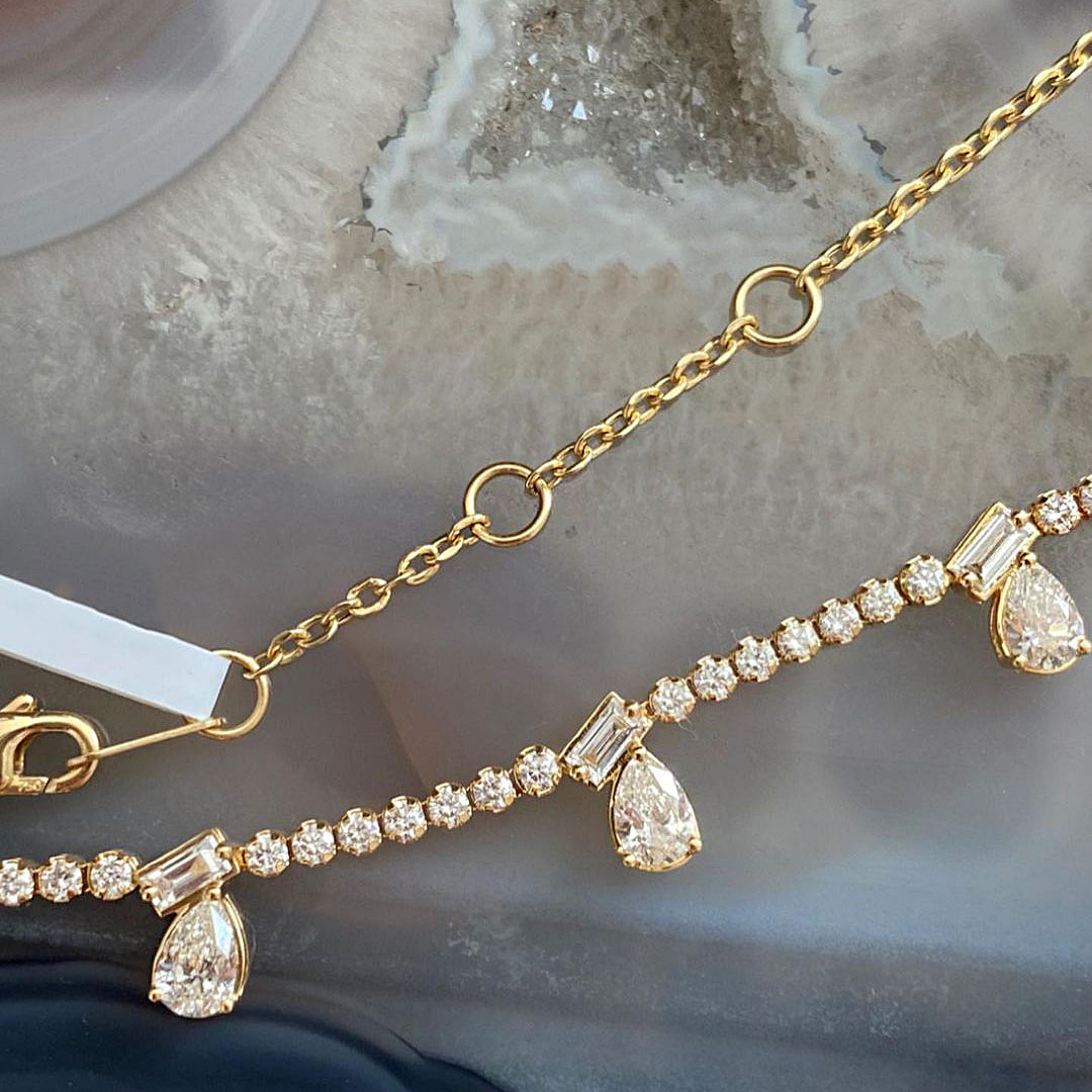 Irregular Cut White Sapphire Necklace