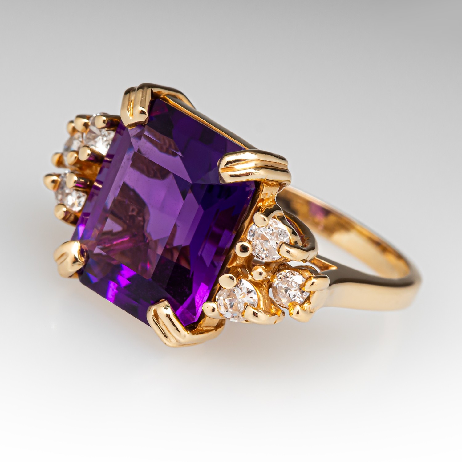 6ct Emerald Cut Amethyst Sapphire Engagement Ring