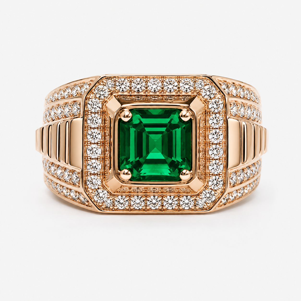 5ct Asscher Cut Emerald Sapphire Men's Engagement Ring(2 Color Options)