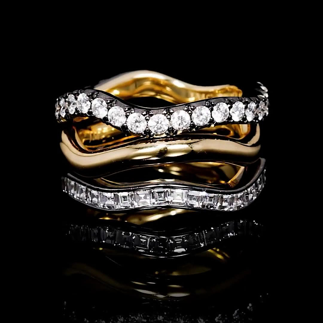 5.35ct Round&Asscher Cut White Sapphire Eternity Ring