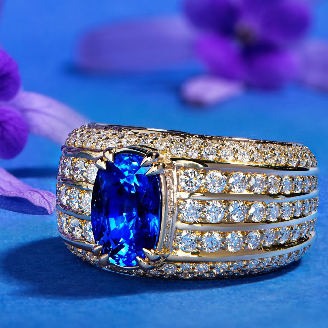 5ct Channel Setting Oval Cut Sapphire Wedding Band