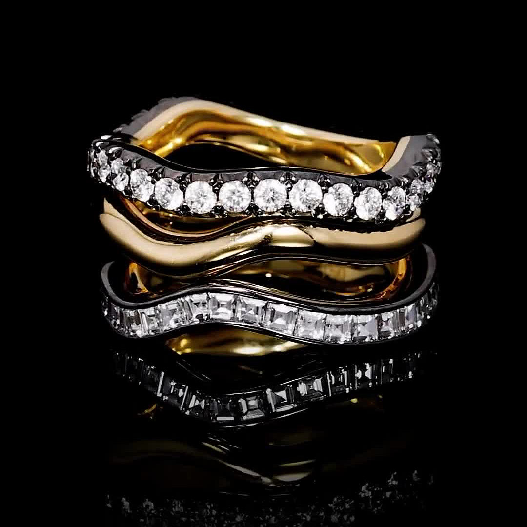 5.35ct Round&Asscher Cut White Sapphire Eternity Ring