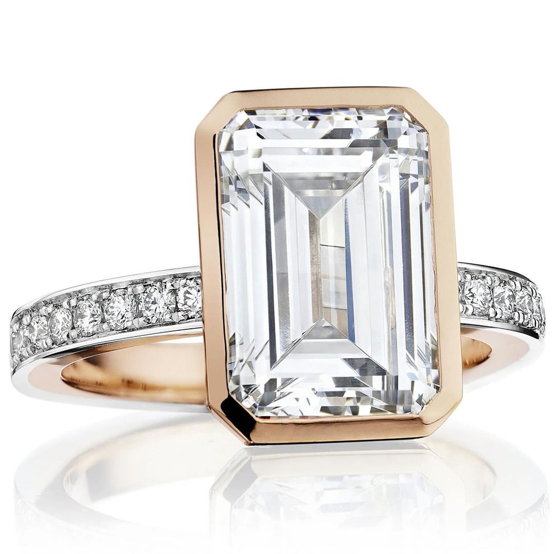 7ct Emerald Cut White Sapphire Engagement Ring