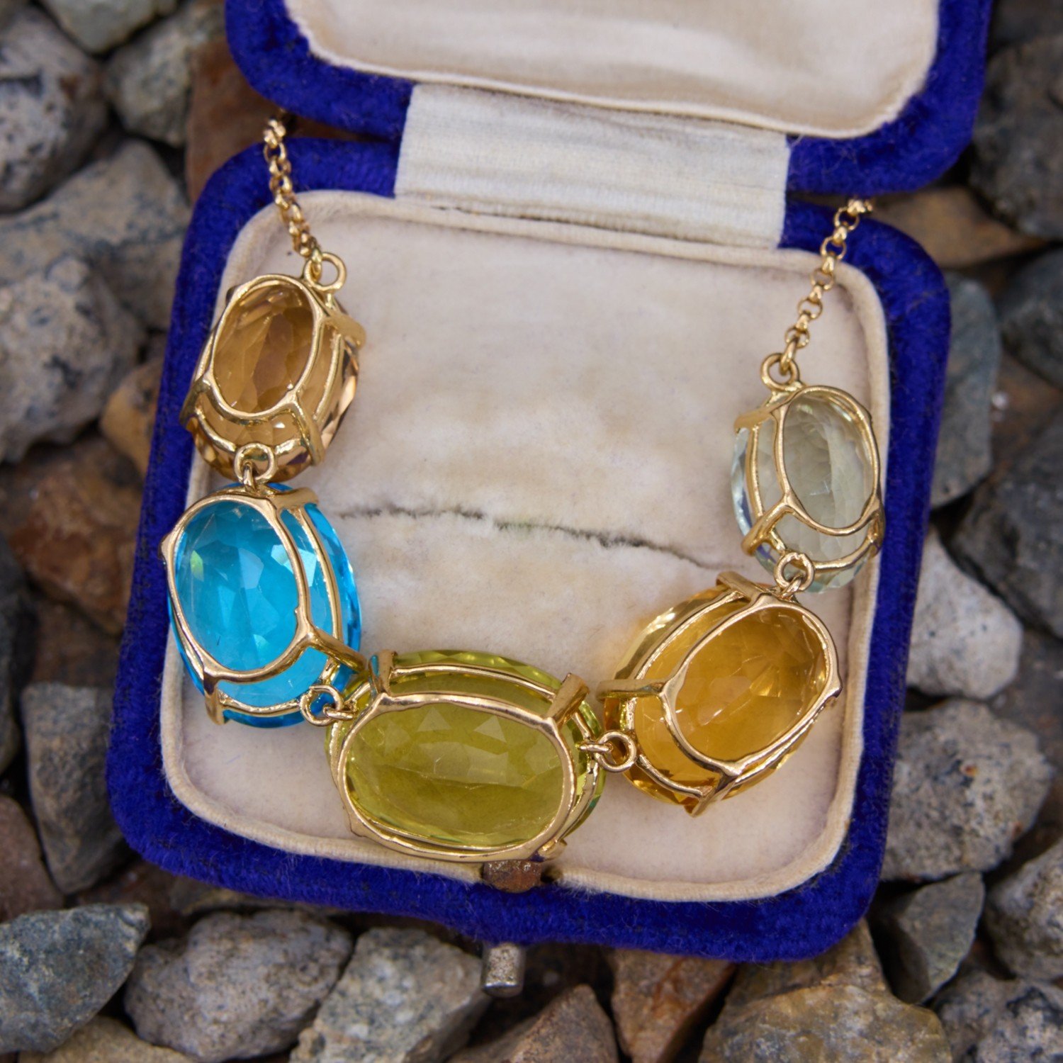 Oval Cut Rainbow Sapphire Pendant Necklace