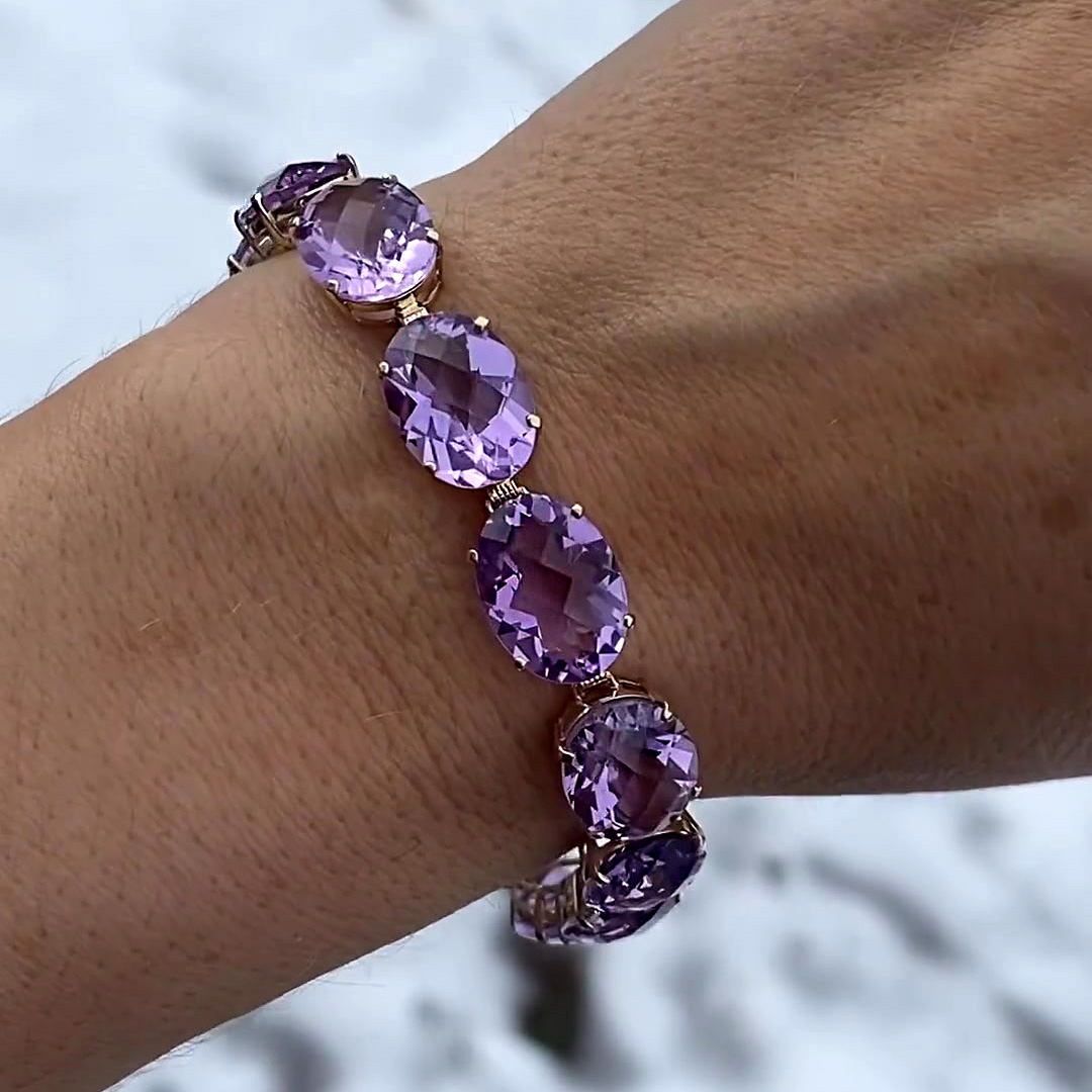 Oval Cut Amethyst Sapphire Bracelet