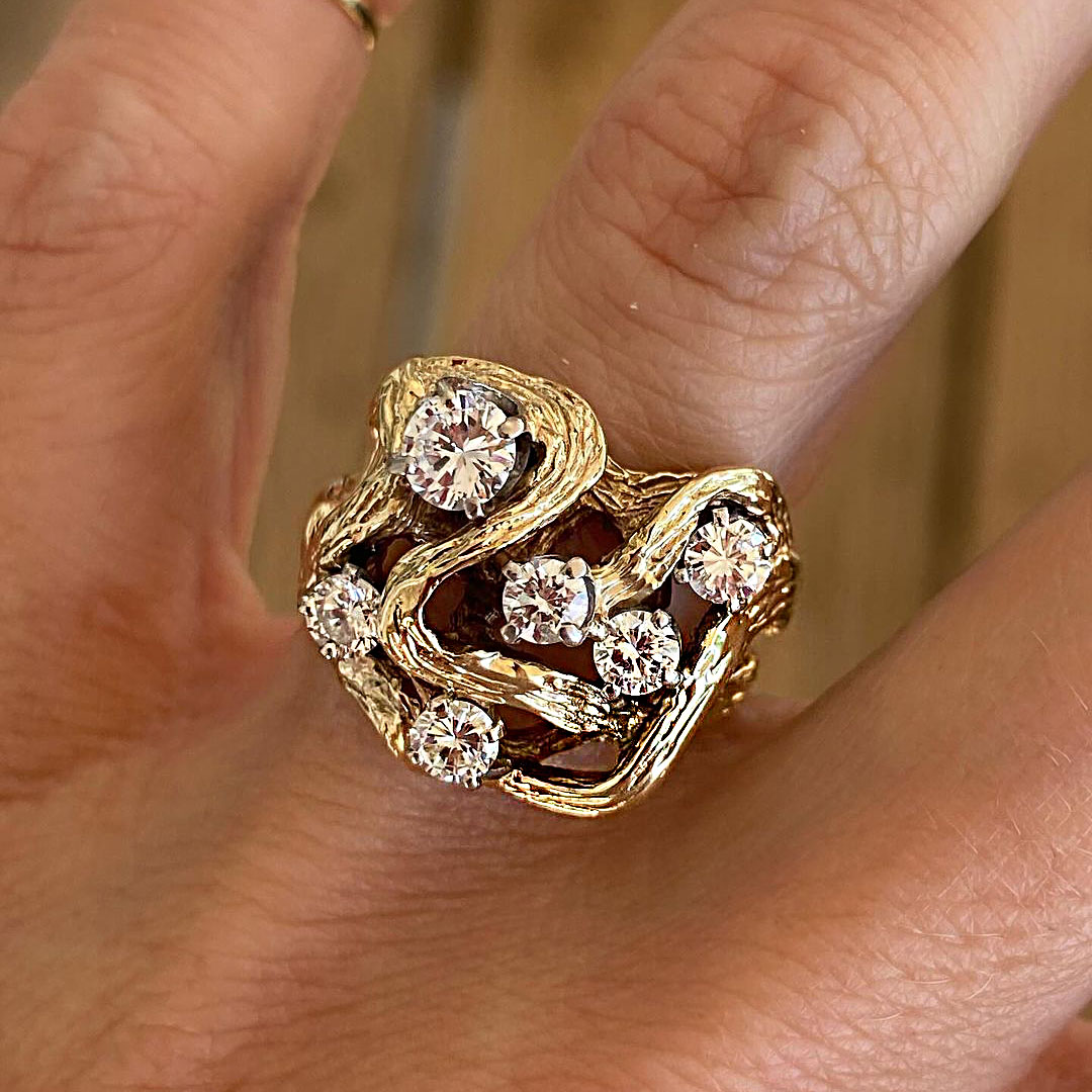 5.25ct Unique Design Round Cut White Sapphire Eternity Ring