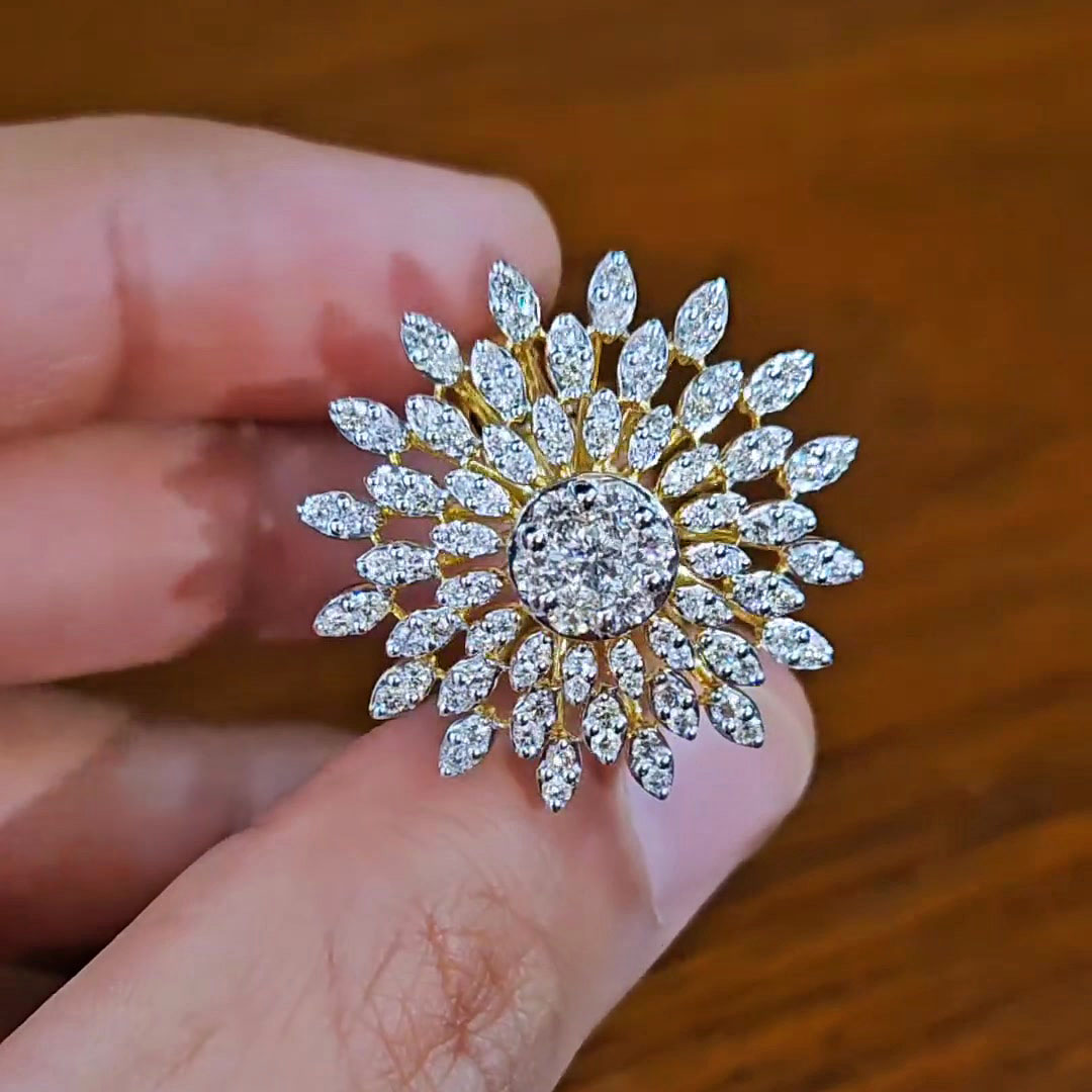 6.25ct Art Deco Round&Marquise Cut White Sapphire Cocktail Ring