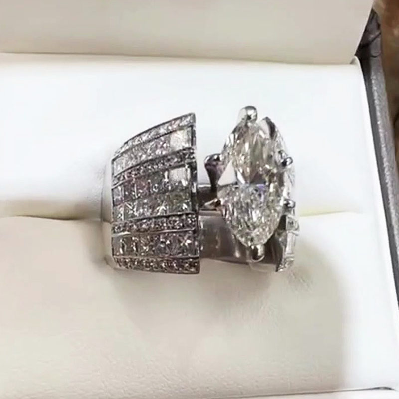 3ct Marquise Cut White Sapphire Engagement Ring