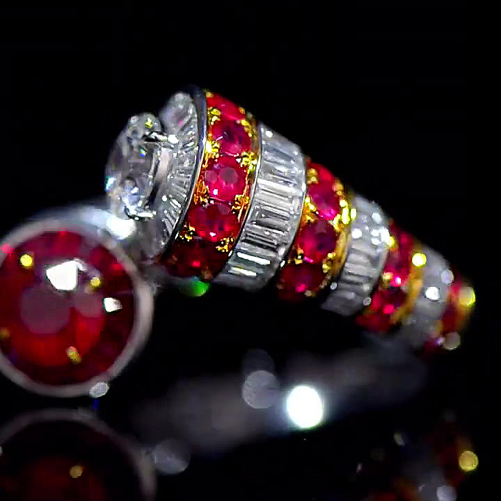 7.25ct Round Cut Ruby Sapphire Eternity Ring