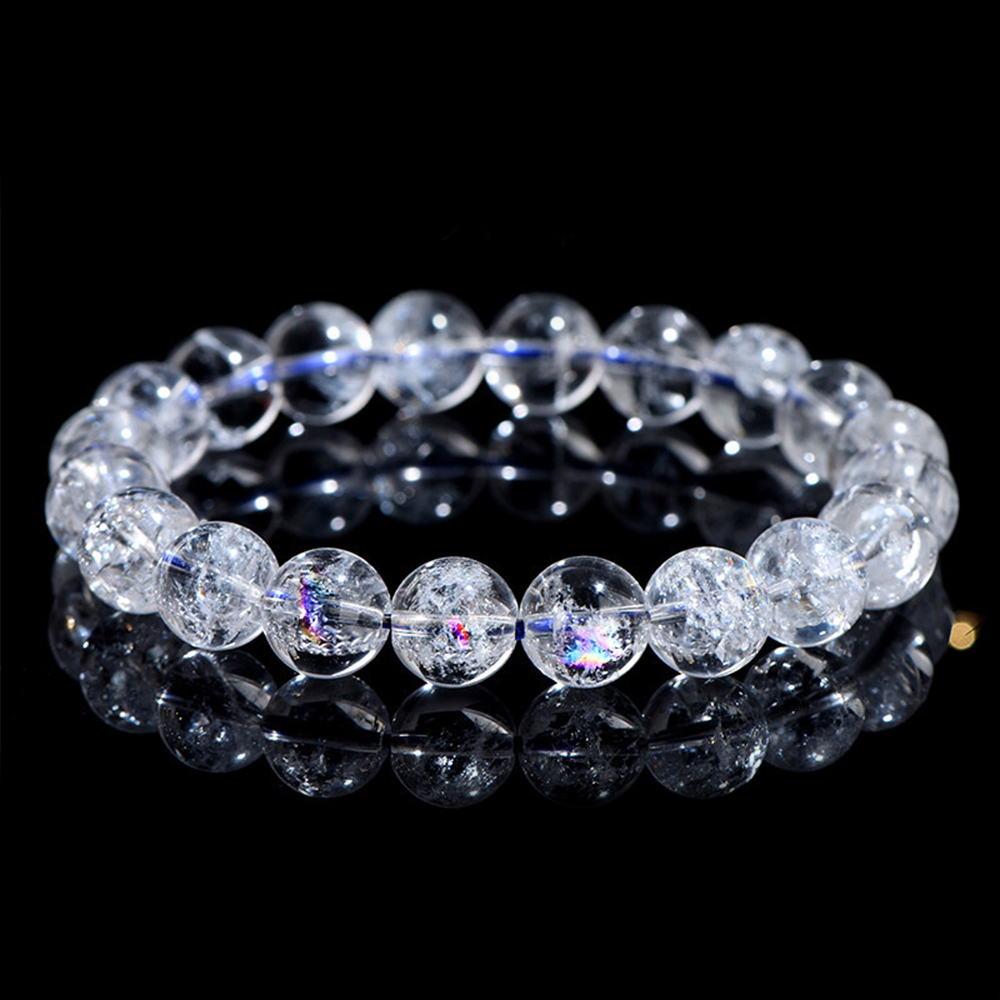 8mm Natural Rainbow White Crystal Bracelet