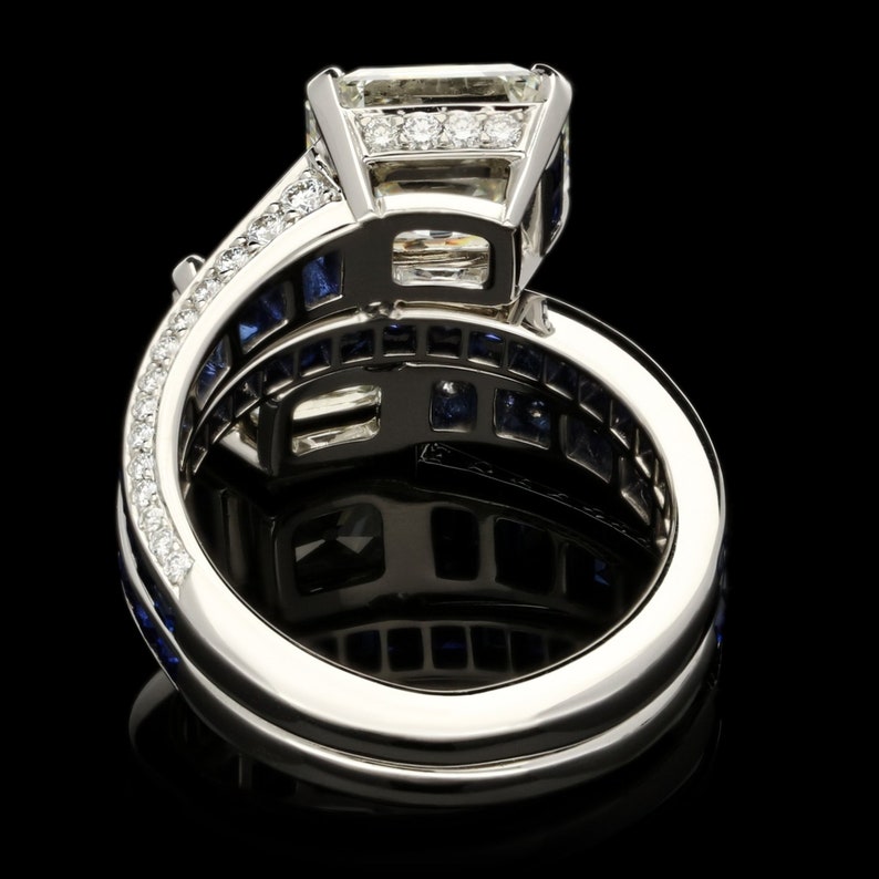 Unqiue 10ct Asscher Cut  Double Stone Engagement Ring