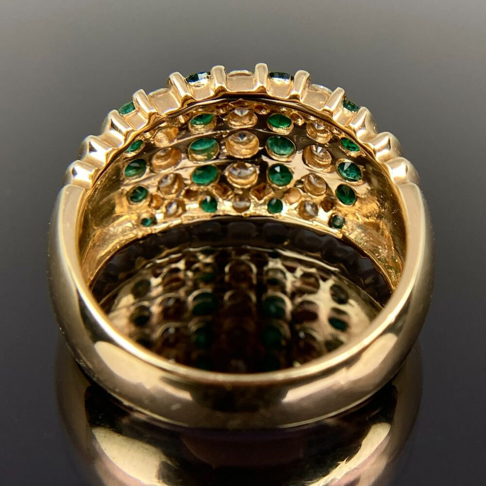 7.55ct Art Deco Round Cut Emerald Sapphire Eternity Ring