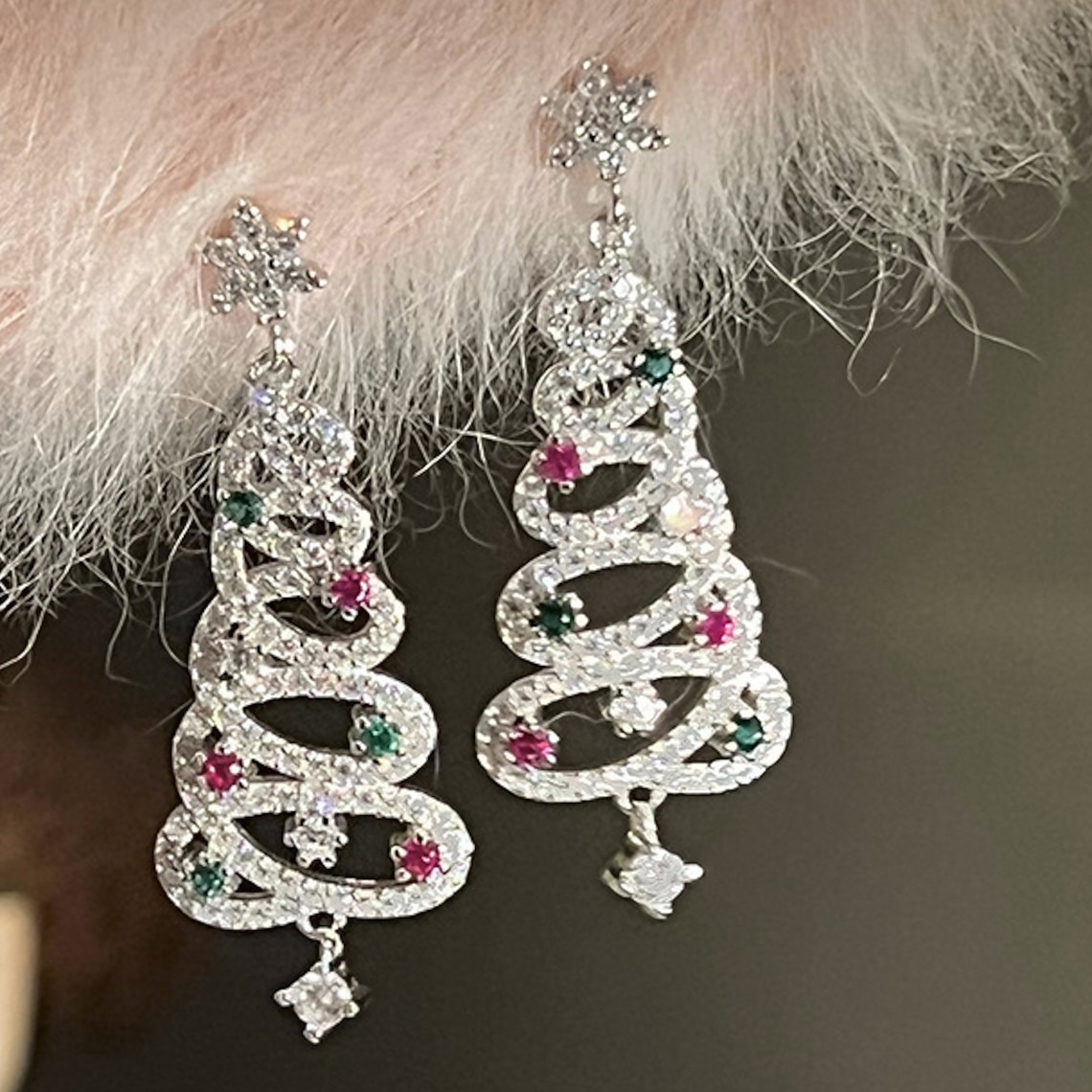 Colorful Christmas Tree Drop Earrings