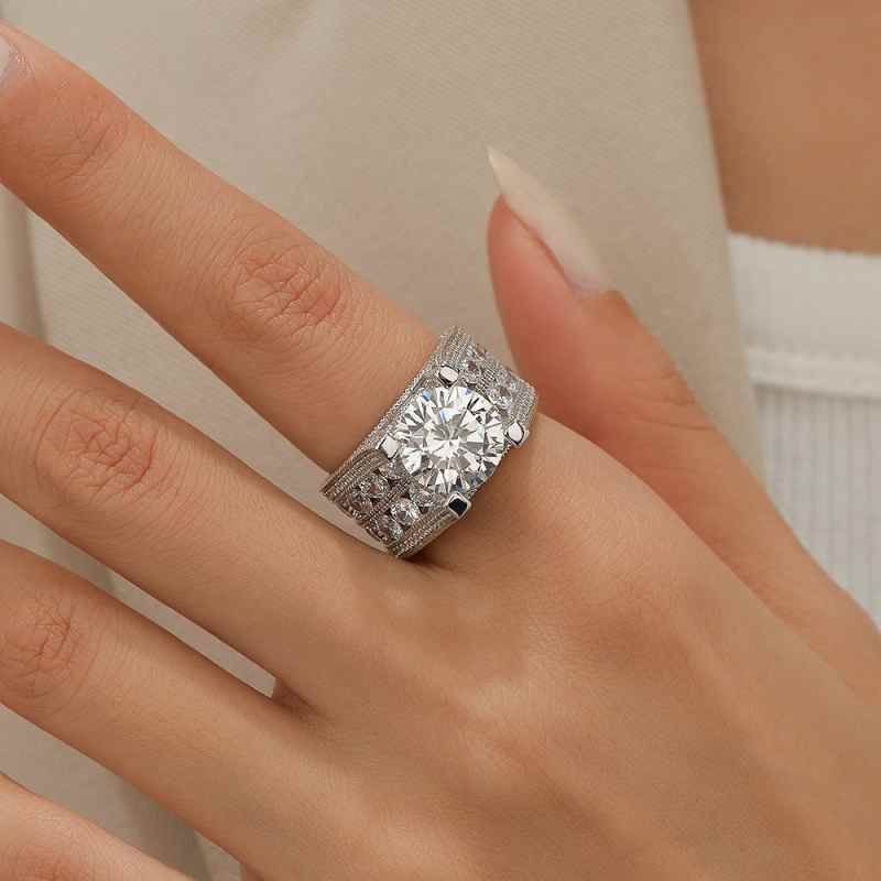 3ct Round Cut White Sapphire Engagement Ring