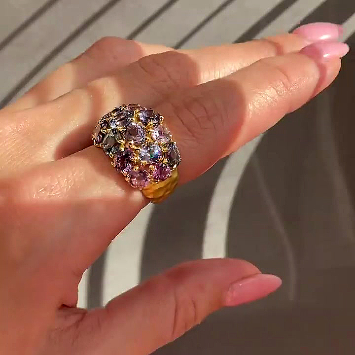 7.25ct Oval Cut Rainbow Sapphire Eternity Ring