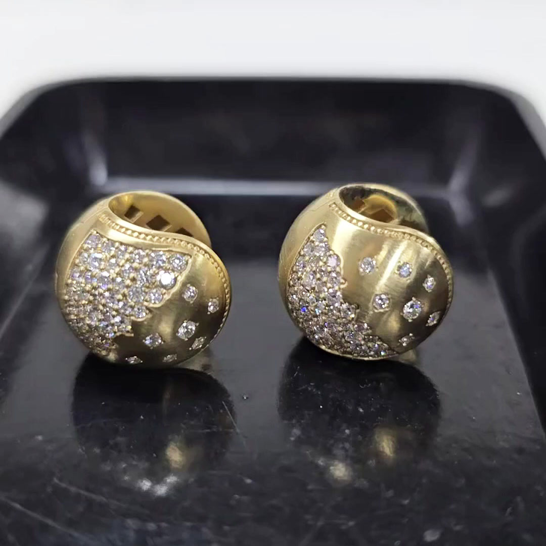 Round Cut Scattered Diamond Hoop Earrings