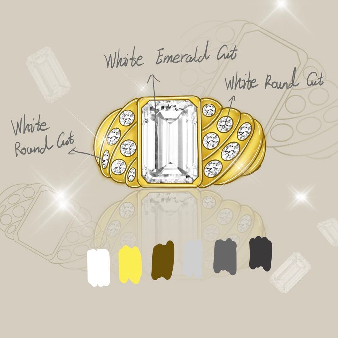 Original Design - 4ct Emerald Cut White Sapphire Engagement Ring