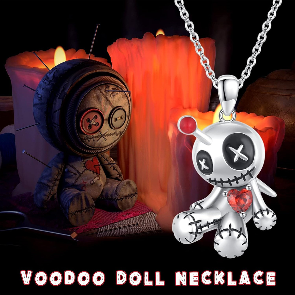 Red Heart Voodoo Doll Fashion Jewelry Necklace