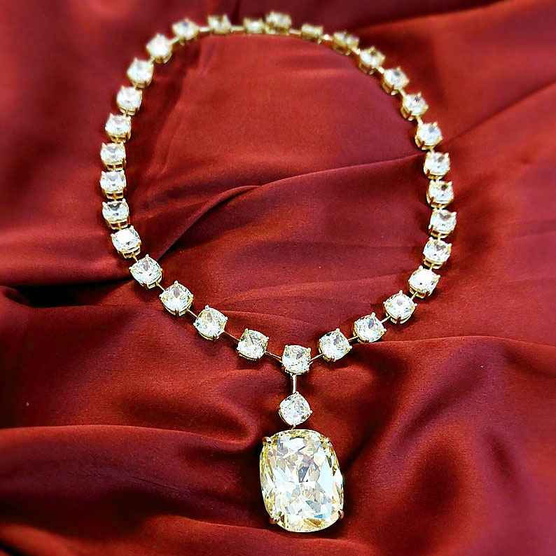 Cushion Cut Yellow Sapphire Pendant Necklace