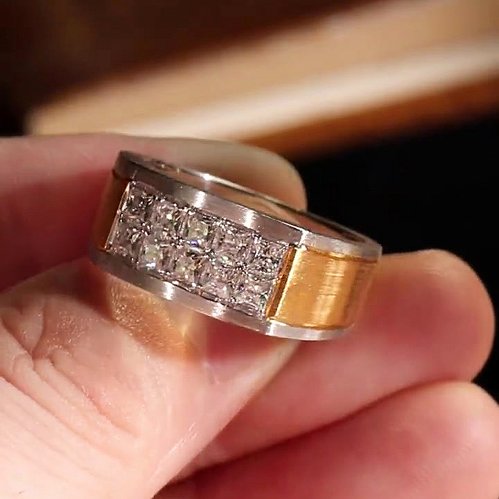 2.5ct Princess Cut White Sapphire Men's Engagement Ring