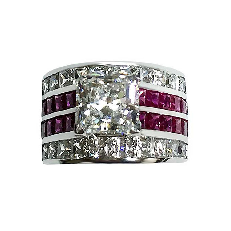 3ct Princess Cut Channel Settind Two-stone Engagement Ring