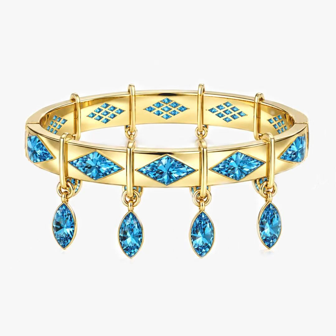 Original Design - Marquise Cut Aquamarine Sapphire Bracelet