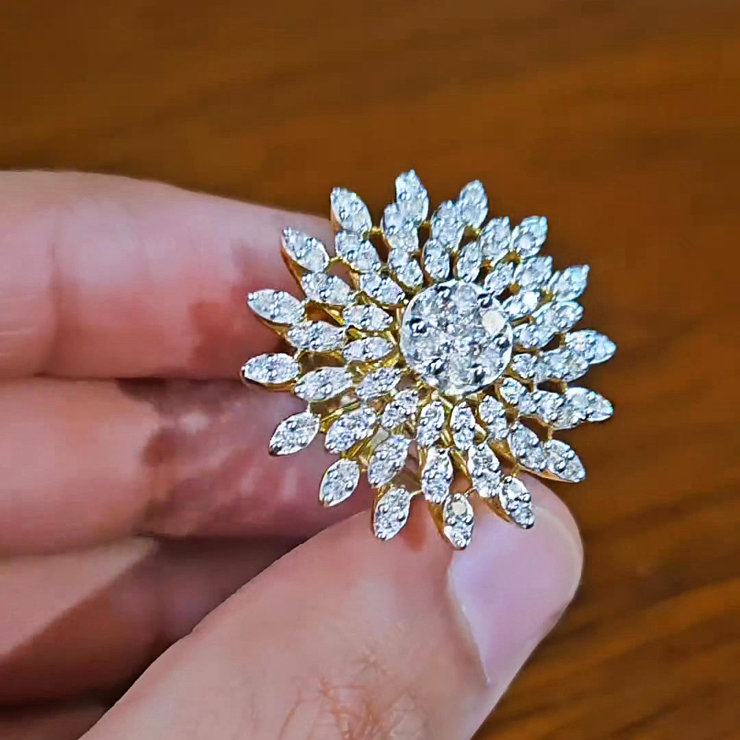 6.25ct Art Deco Round&Marquise Cut White Sapphire Cocktail Ring