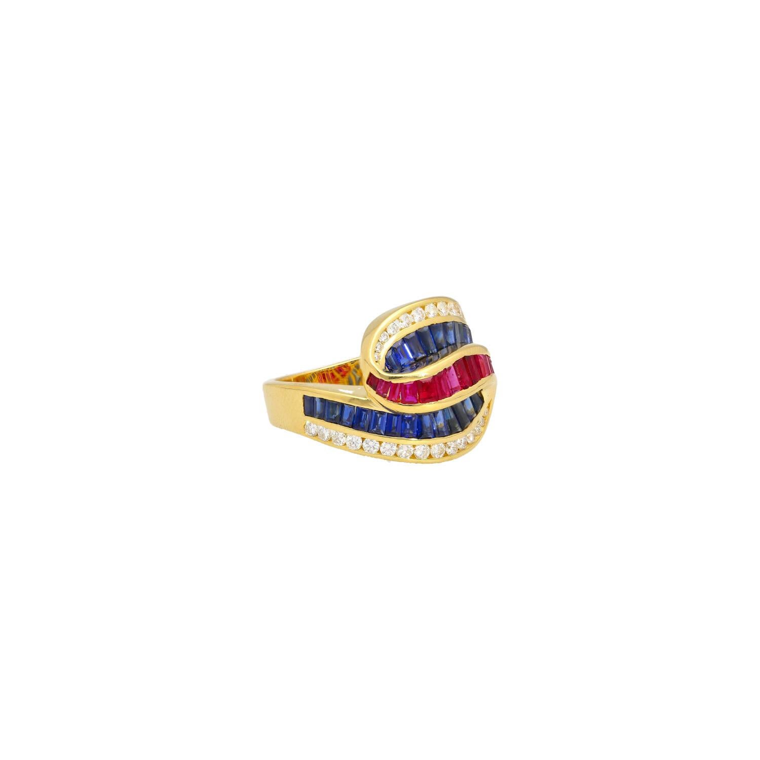 3ct Baguette&Round Cut Multi-color Cluster Cocktail Ring