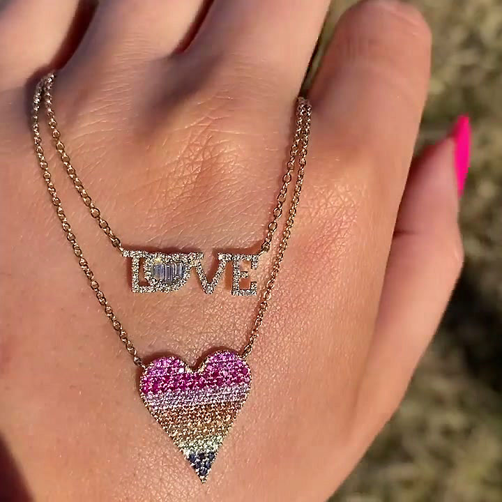 heart-shaped Rainbow Sapphire  pendant necklace