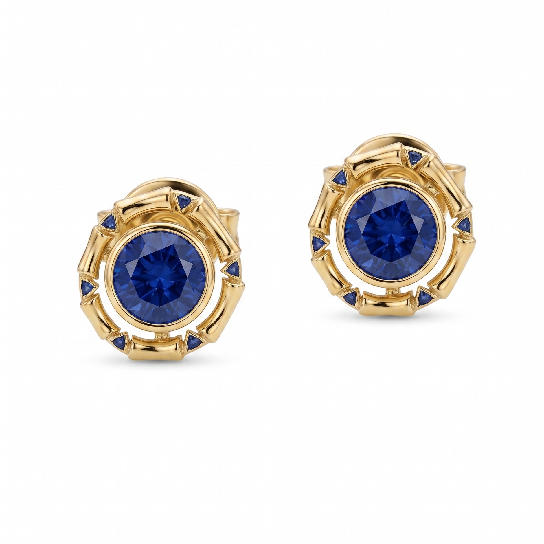 Original Design - 2ct Round Cut Blue Sapphire Dangle Earrings