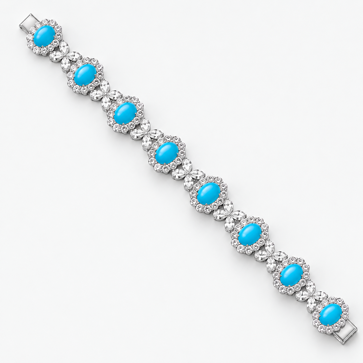 Original Design - Oval Cut Turquoise Sapphire Bracelet